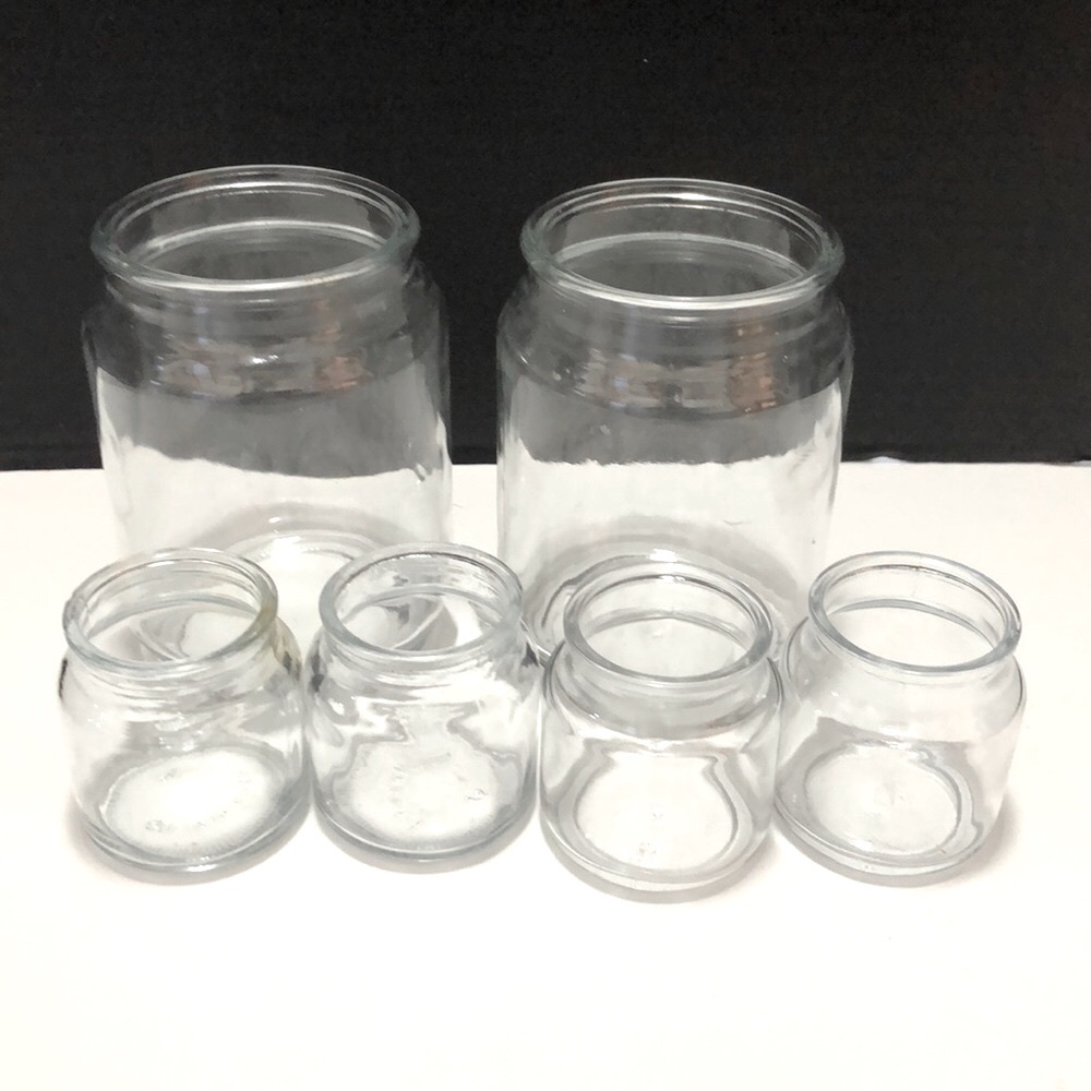 6 glass candle jars